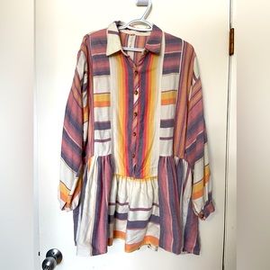 Free people, short plaid shirt mini dress with pockets. Size s